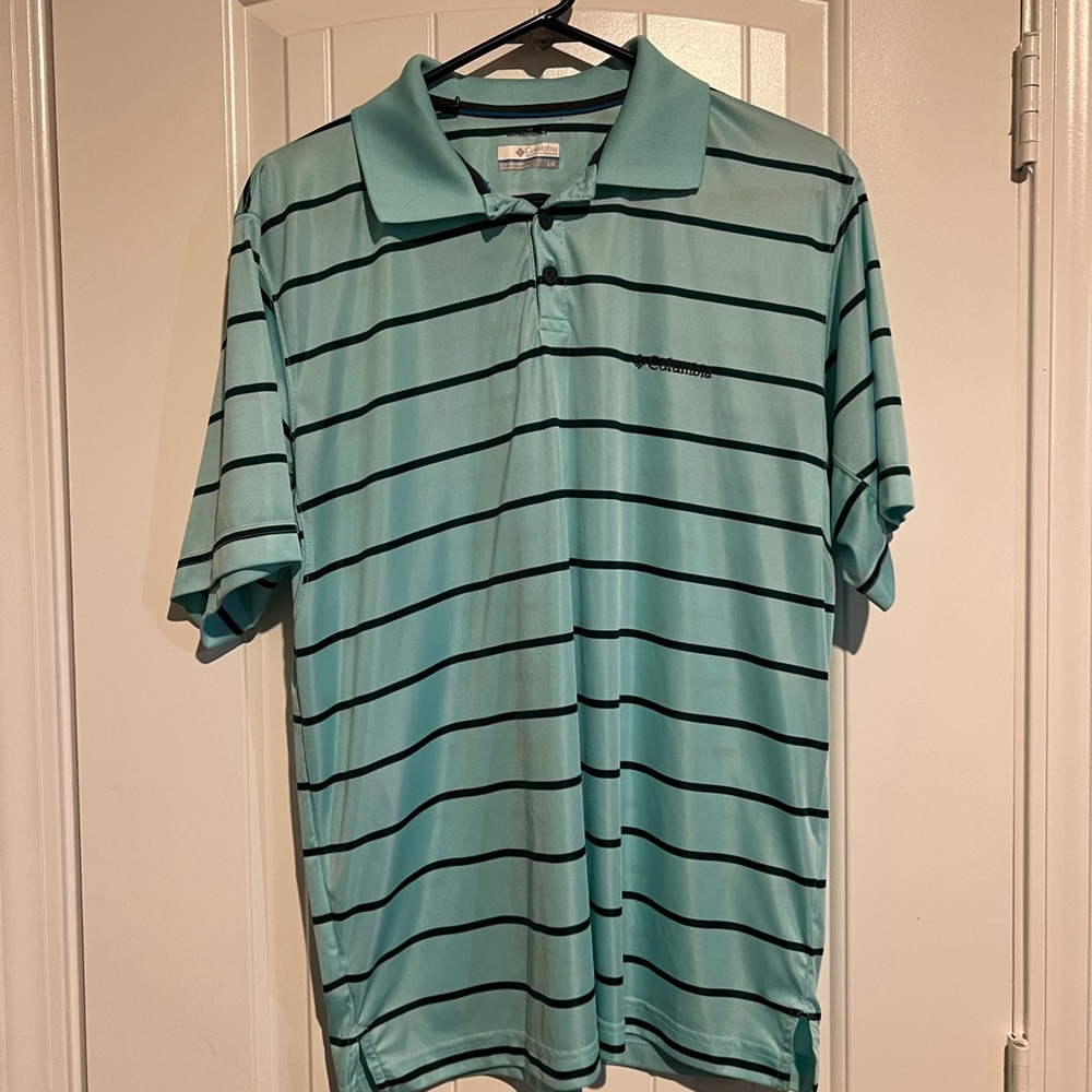 Columbia Men's Teal Striped Polo Shirt